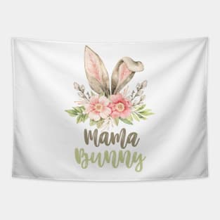 Mama Bunny Watercolor Ears with Flowers Tapestry