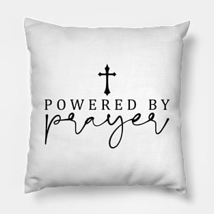 Powered By Prayer Motivational Faith Inspired Religious Pillow