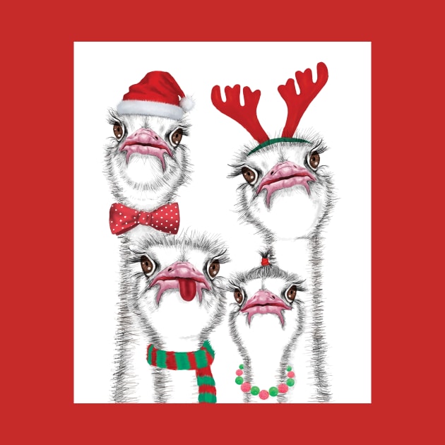 Christmas ostrich family by RebecaZum