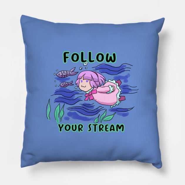 Follow Your Stream Pillow by Dearly Mu