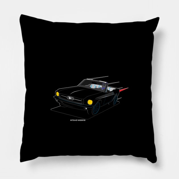 1967 Ford Mustang Convertible Black Pillow by PauHanaDesign