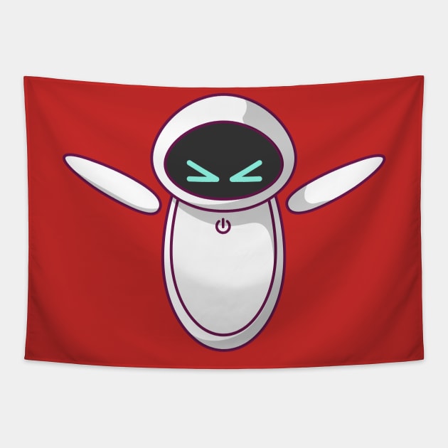 Assistant Robot Cute Angry Expression Tapestry by KH Studio