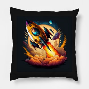 Space Rocket cartoon style Pillow