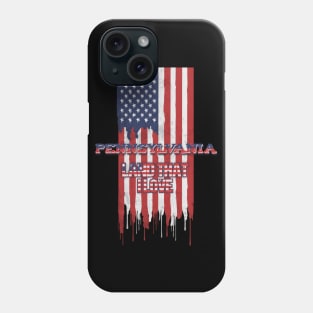 State of Pennsylvania Patriotic Distressed Design of American Flag With Typography - Land That I Love Phone Case