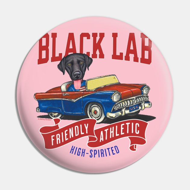 Humor cute funny black lab labrador retriever dog driving a vintage classic retro car to a parade with red white and blue flags Pin by Danny Gordon Art