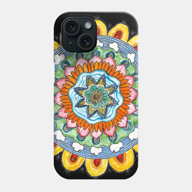 Yellow wacky mandala hand drawn joy Phone Case by Pragonette