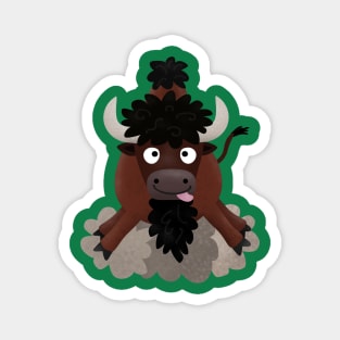 Funny buffalo bison cartoon illustration Magnet