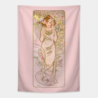 The Flowers: Rose  by Alphonse Mucha Tapestry