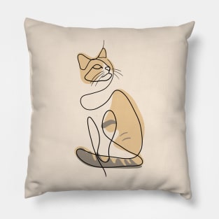 Tri-color Cat - Simple Minimalist Line Art Design Pillow