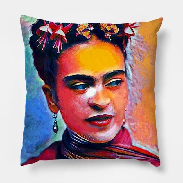 Frida Kahlo Pillow by Sanzida Design