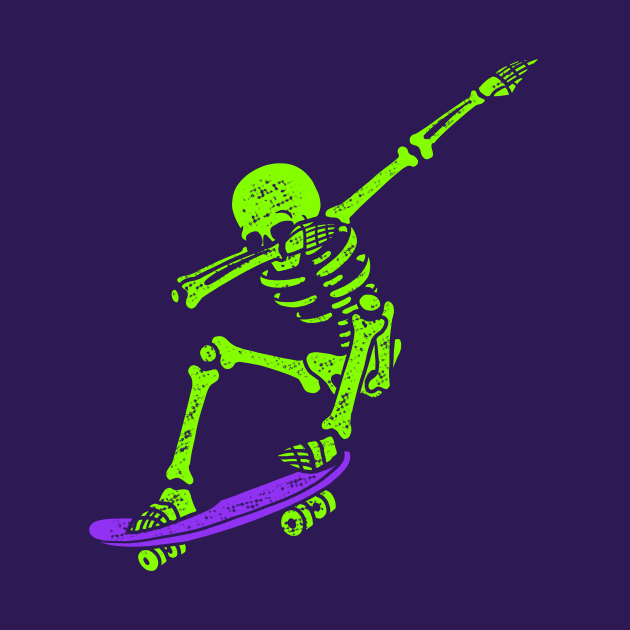 Halloween Dabbing Skeleton Dab Skate Glow by Juandamurai