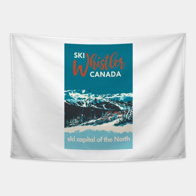 Vintage Whistler Canada Ski Poster Tapestry by ROEDERcraft