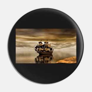 Pirate ship navegating on calm sea Pin