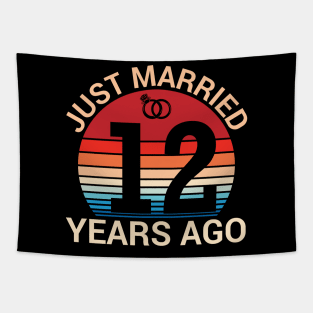 Just Married 12 Years Ago Husband Wife Married Anniversary Tapestry