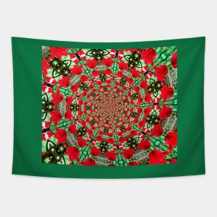 Fringy red tulip swirl Tapestry