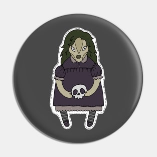 Girl with skull Pin