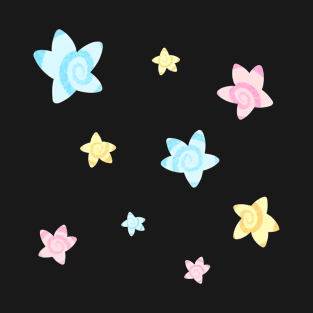 Cute Kawaii Pastel Swirl Star Pattern T-Shirt