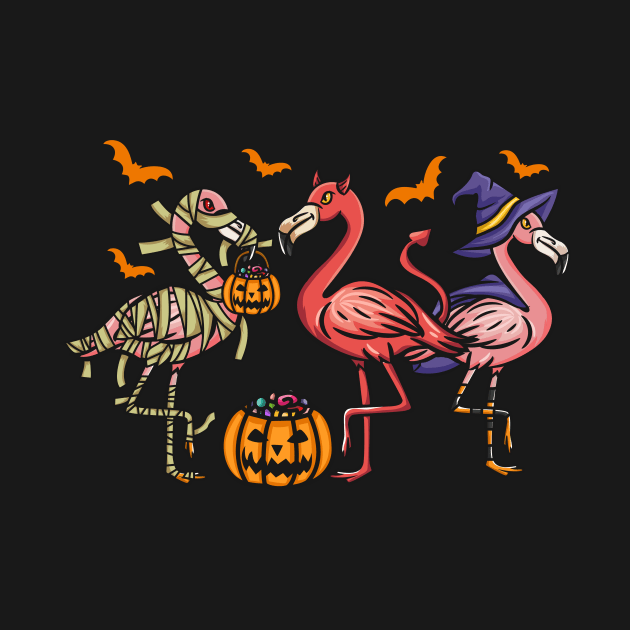 Flamingoween Halloween Flamingo I Mummy Demon Witch graphic by biNutz