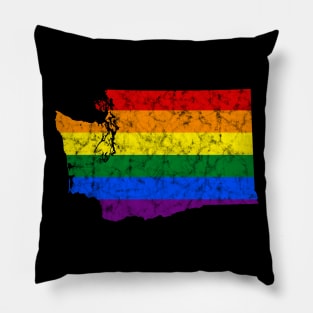 Washington State LGBT Rainbow Flag Pillow