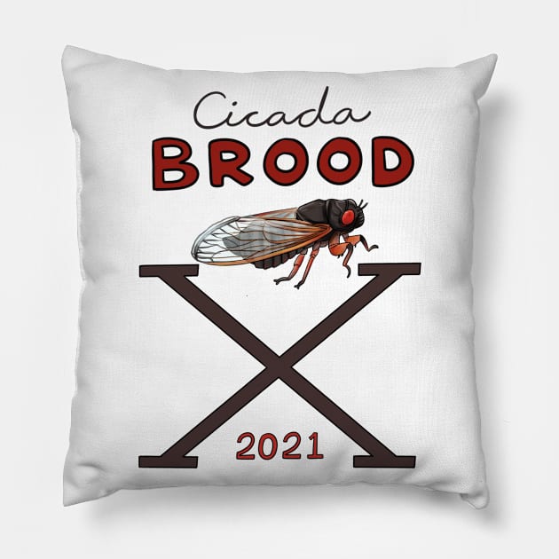 Cicada Brood X Pillow by Elisa_Arts