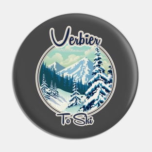 Verbier Switzerland Ski travel logo Pin