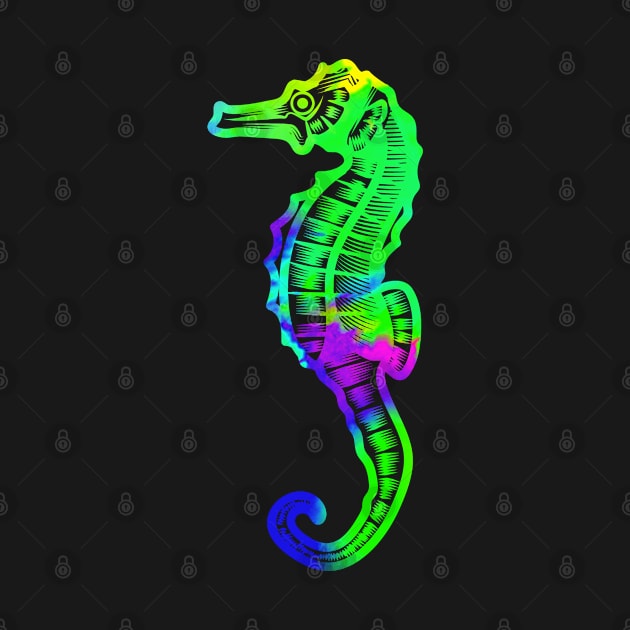 Green Rainbow Seahorse Illustration by BuddyandPrecious