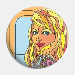 Flower Power Lady Pin