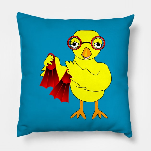 Swim Chick Pillow by Barthol Graphics