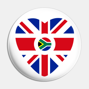 British South African Multinational Patriot Flag (Heart) Pin