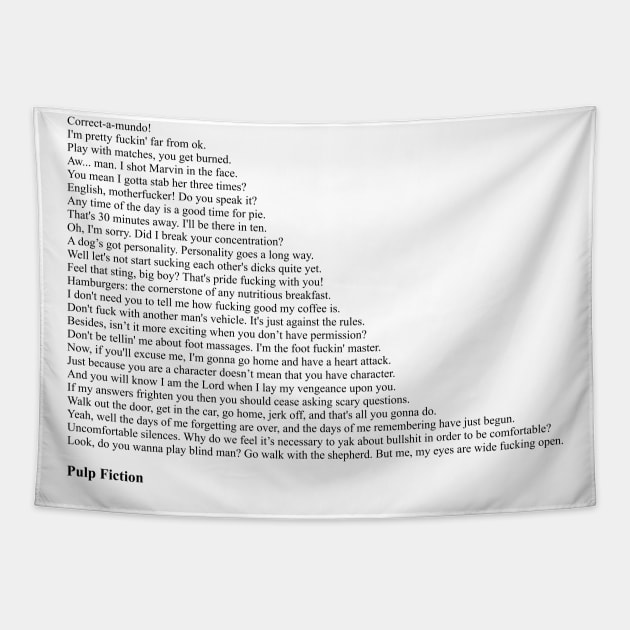 Pulp Fiction Quotes Tapestry by qqqueiru