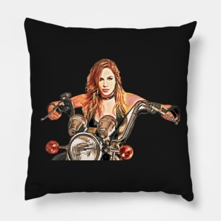 Crowsreign girl on motorcycle Pillow