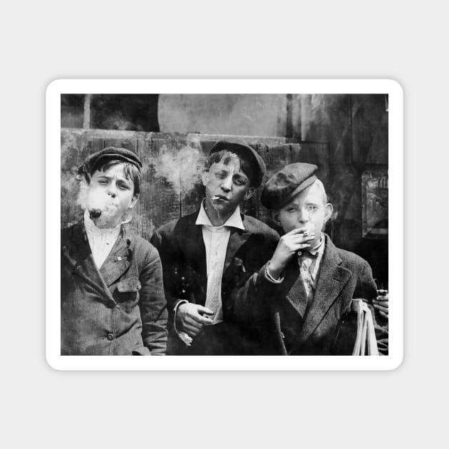 Newsboys Smoking - 1910 Magnet by warishellstore