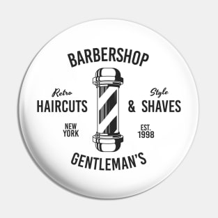 Barbershop print with barber pole. Monochrome retro design. Pin