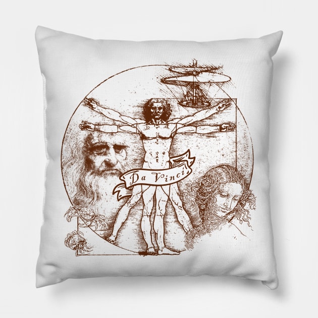 Da Vinci's Sketch Book Pillow by Doc Multiverse Designs