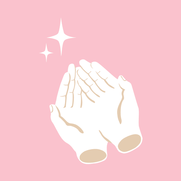 Caring hands pink aesthetic with two stars by NOSSIKKO