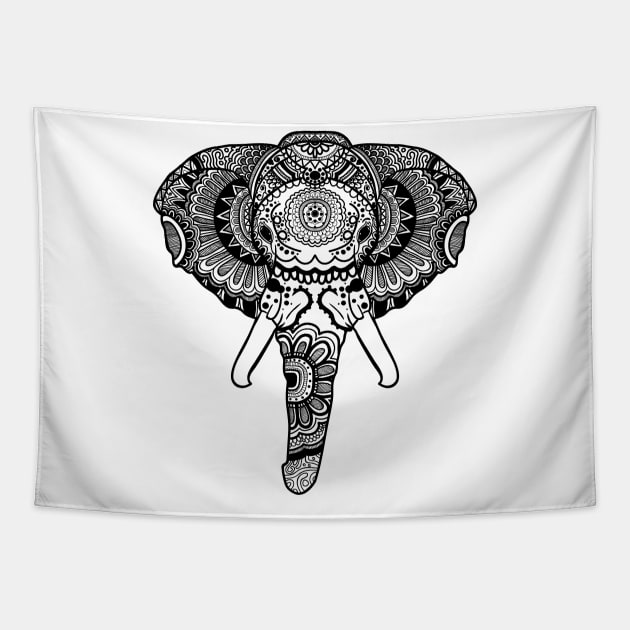 Elephant Mandala T-shirt Design Tapestry by MacYounes