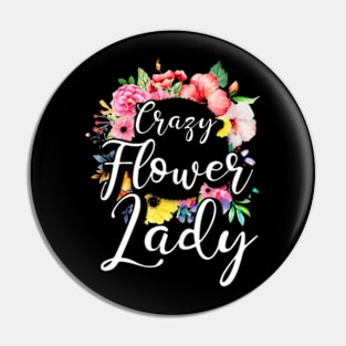 Crazy Flower Lady Floral Florist Pin