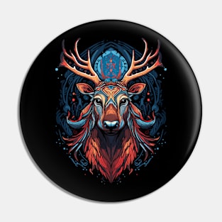 DMT Art Psychedelic Reindeer Pin