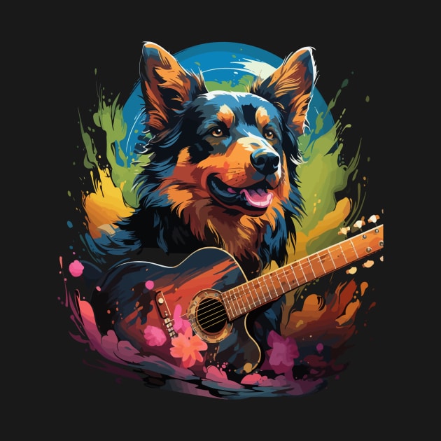 Australian Kelpie Playing Guitar by JH Mart