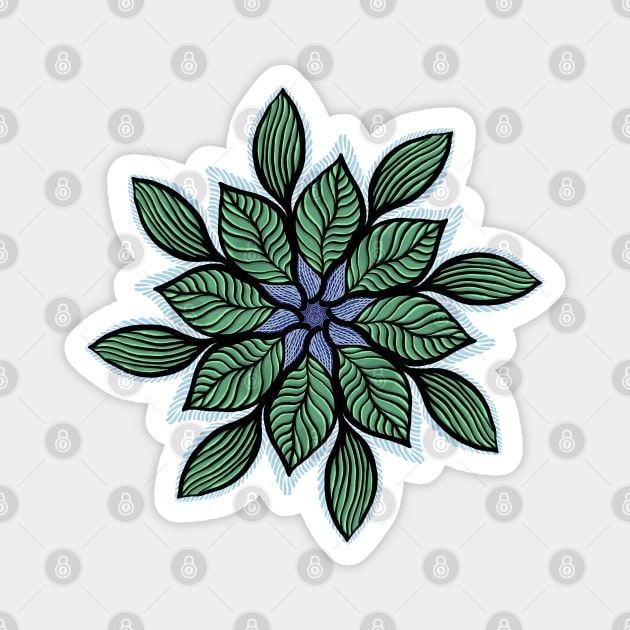 Green leaf mandala with shadows Magnet by DaveDanchuk