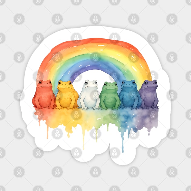 Cute Funny Adorable Rainbow Frogs, Colorful frog toad design Magnet by Luxinda