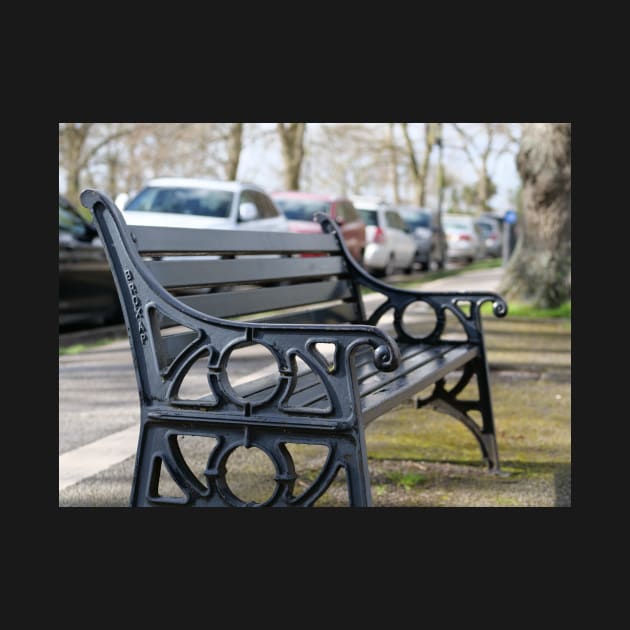 Bench for people to sit along the Thames river embankment in Windsor, Berkshire, England, UK by fantastic-designs