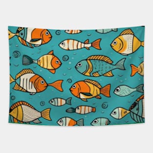 Cute fish patterns gift for kids room Tapestry