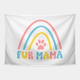 Fur Mama Rainbow and Paw Print Design Tapestry