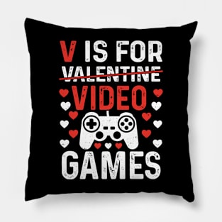 V is for video games, Gamer valentine gift Pillow