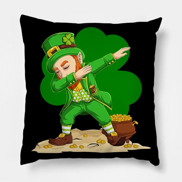 St Patricks Day Dabbing Leprechaun Boys Kids Men Pillow by Dealphy