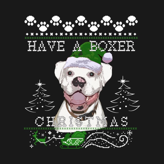 White Boxer Dog Christmas Sweater by 3QuartersToday