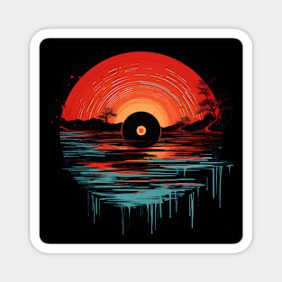 Cool Vinyl Lp Music Record Sunset Magnet