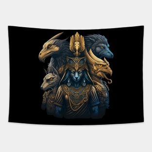 Ancient Egyption Gods Mythology Action V2 Tapestry