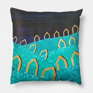 Village at Night by Margo Humphries Pillow